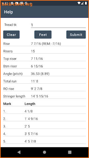 Stair stringer calculator screenshot