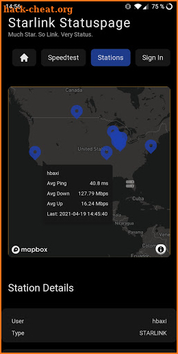 Starlink Status screenshot