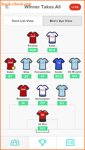 Starting 11 - Free Daily Fantasy Football/Soccer screenshot