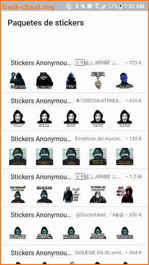 Stickers de Anonymous Hackers screenshot