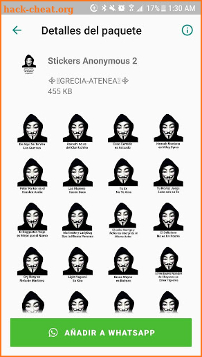 Stickers de Anonymous Hackers screenshot