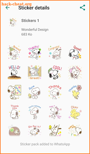 Stickers For Snooppy WAStickerApps screenshot