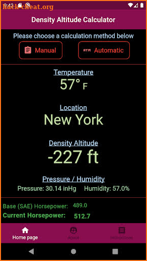 Streets DA - Density Altitude Calculator screenshot