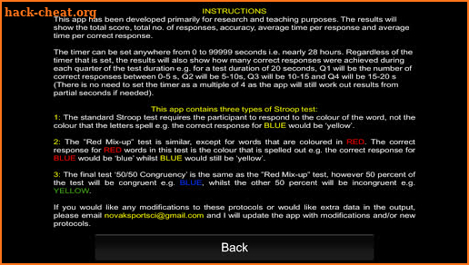 Stroop Tests for Science screenshot