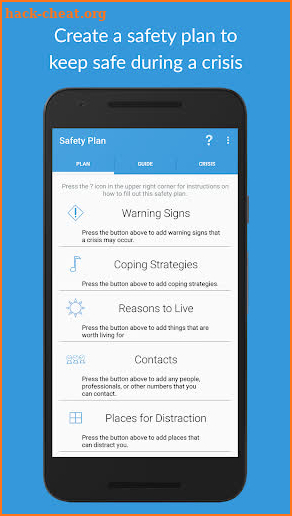 Suicide Safety Plan screenshot