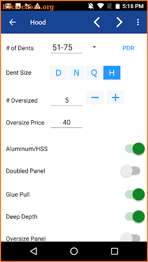 Sullivan PDR Estimator screenshot