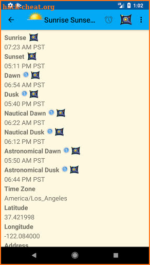 Sunrise Sunset Calculator screenshot