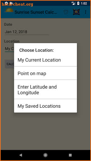 Sunrise Sunset Calculator screenshot