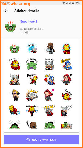 Superhero Sticker for WhatsApp - WAStickersApps screenshot