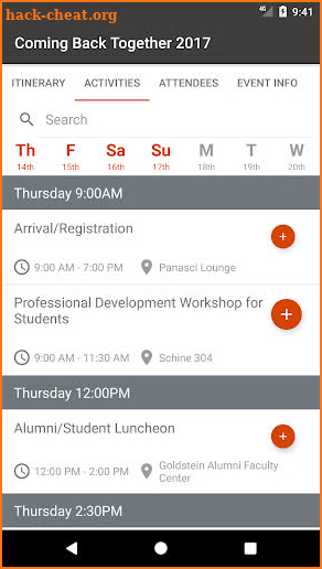 Syracuse University Events screenshot