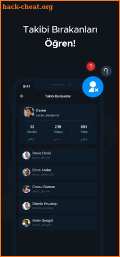 Takibi bırakanlar ve takip etmeyenler screenshot