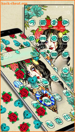 Tattoo Rose Girl Gravity Theme screenshot