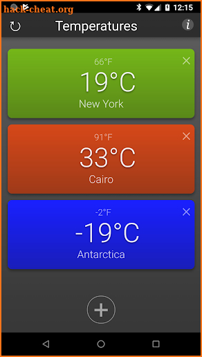 Temperatures screenshot