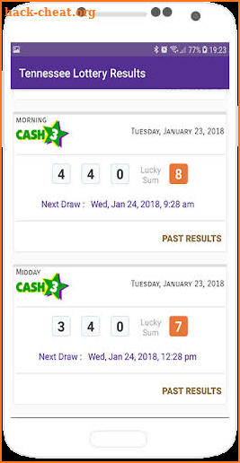 Tennessee Lottery Results screenshot