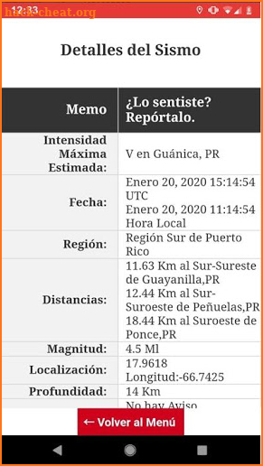 Terremotos Puerto Rico en Tiempo Real Alertas screenshot