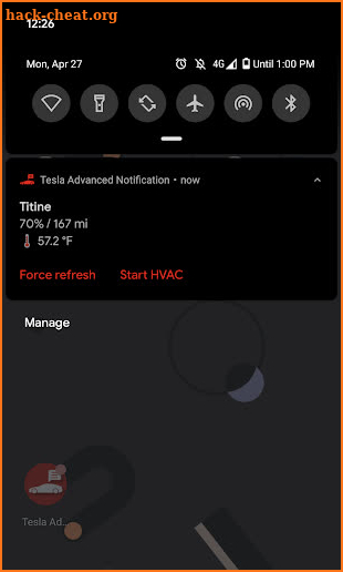 Tesla Advanced Notification screenshot