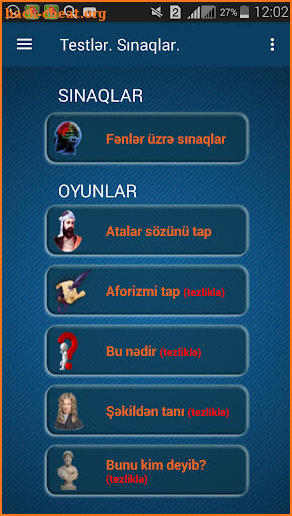 Testler. Sinaqlar. Oyunlar screenshot