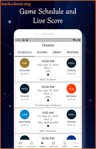 Texans - Football Live Score & Schedule screenshot