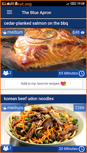 The blue apron : fresh food recipes screenshot