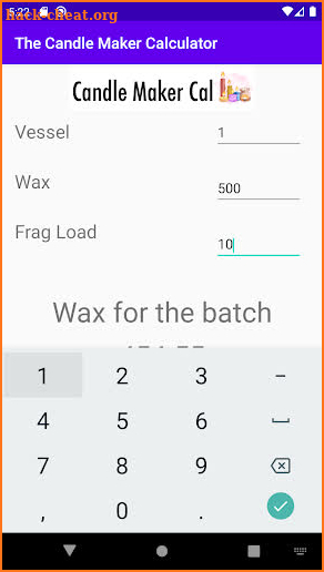 The Candle Maker Calculator screenshot