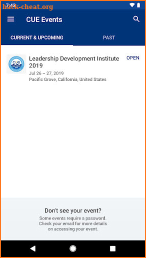 The CUE Event App screenshot