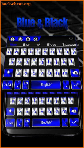 The metallic blue keyboard theme screenshot