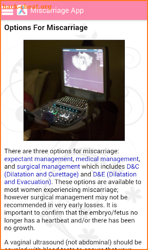 The Miscarriage App screenshot