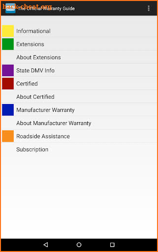The Official Warranty Guide screenshot