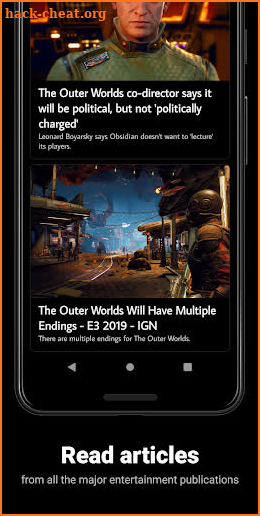 The Outer Worlds News Feed screenshot