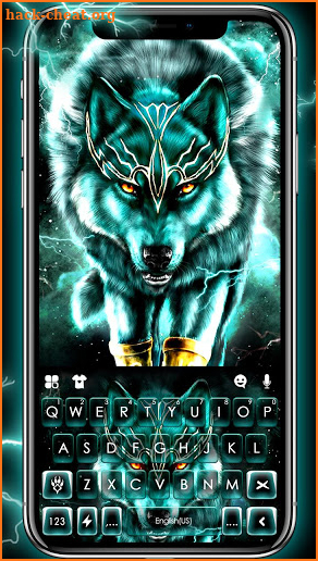 Thunder Neon Wolf Keyboard Theme screenshot