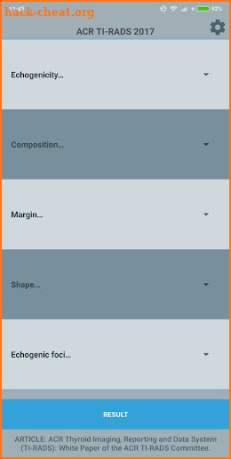 Thyroid Nodules - TI-RADS Calculator screenshot