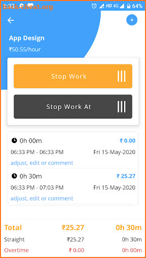 Time clock hour tracker for work app screenshot