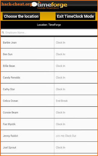 TimeForge Mobile TimeClock screenshot