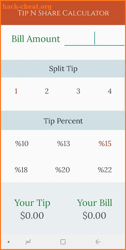 Tip N Share Calculator screenshot