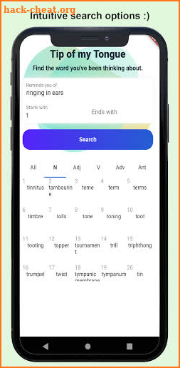 Tip of my Tongue: Reverse Dictionary screenshot