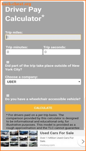 TLC Driver Pay Calculator screenshot