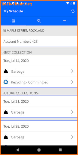 Town of Rockland's Trash App screenshot