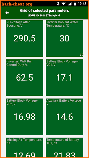 Toyota Hybrid Lexus Hybrid. MotorData OBD scanner screenshot