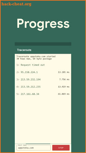 Traceroute screenshot