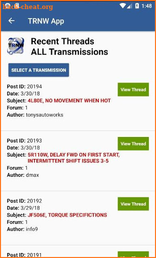 Transmission Rebuilders Network Worldwide - TRNW screenshot