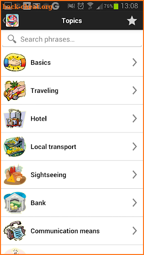 Travel Interpreter Phrasebook screenshot