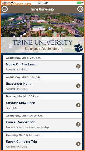 Trine University Campus Activities screenshot