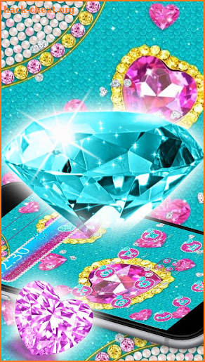 Turquoise Blue Diamond Glitter Theme screenshot