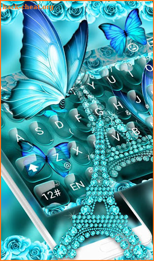 Turquoise Butterfly Eiffel Tower Keyboard Theme screenshot