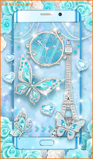 Turquoise Diamond Butterfly Theme screenshot