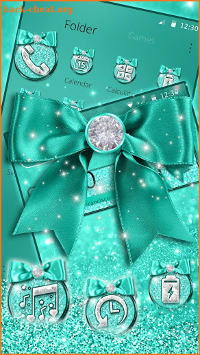 Turquoise Green Diamond Bow Theme screenshot