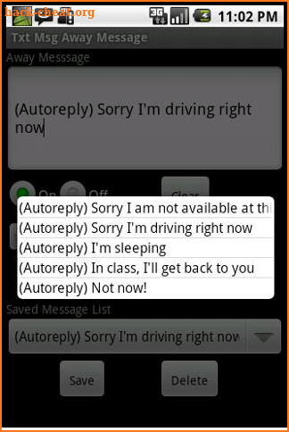 Txt Msg Away Message screenshot