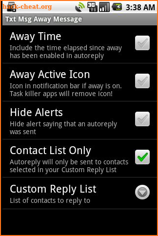 Txt Msg Away Message screenshot