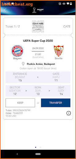 UEFA Super Cup 2020 Tickets screenshot