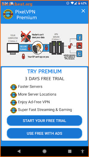 Unblock Websites - Free VPN Proxy - Pixel VPN screenshot